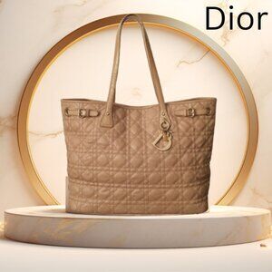 CHRISTIAN DIOR AUTHENTIC PANAREA COATED TAN CANVAS SHOPPER TOTE LATTE HANDBAG